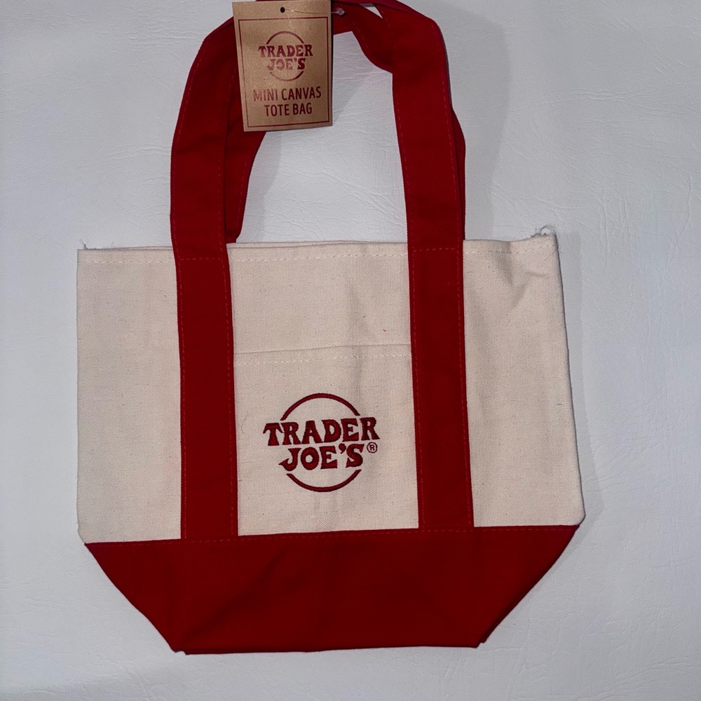 Trader Joe’s Red & Cream Mini Canvas Tote Bag